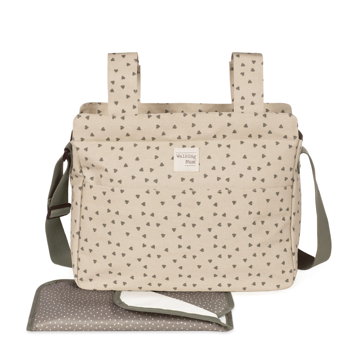 WALKING MUM BOLSA CANASTILLA CORAZONES POPPY MUSGO